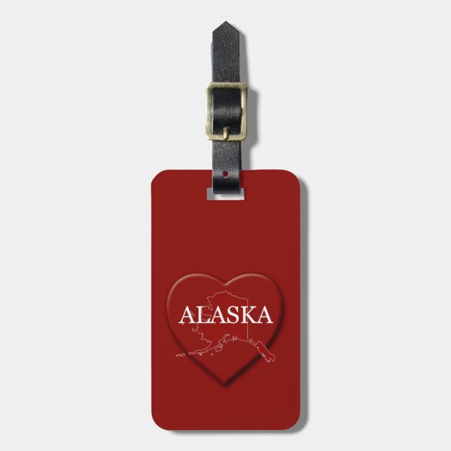 Alaska Heart Map Custom Gepäcktag Gepäckanhänger (Vorderseite vertikal)