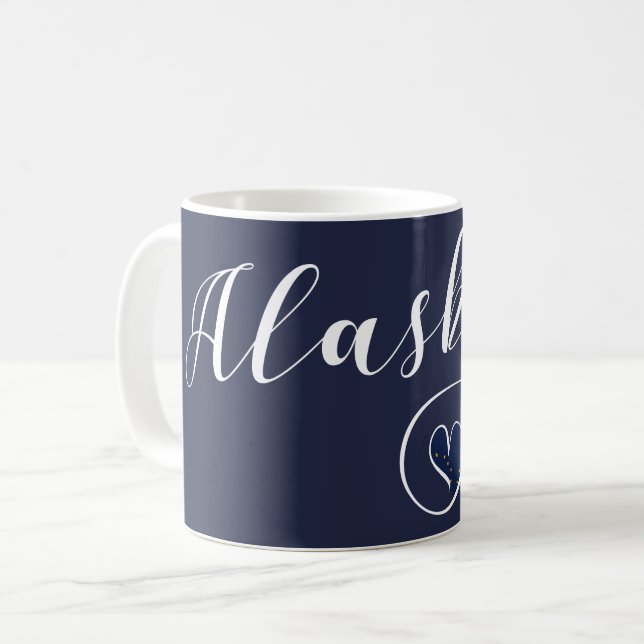 Alaska Herz Tasse, Alaskan Flag Kaffeetasse (Vorderseite Links)