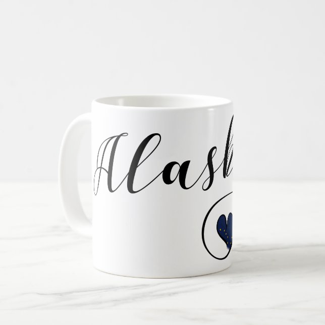 Alaska Herz Tasse, Alaskan Flag Kaffeetasse (Vorderseite Links)