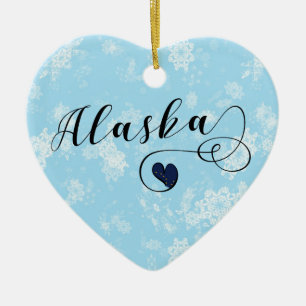 Alaska Herz, Weihnachtsbaumschmuck, Alaskan Keramik Ornament