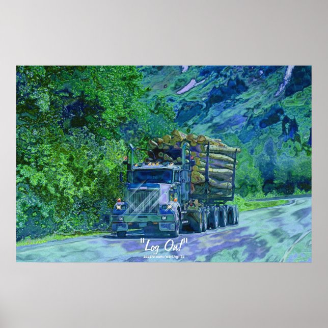 Alaska Highway Logging Truck Transport Art Poster (Vorne)