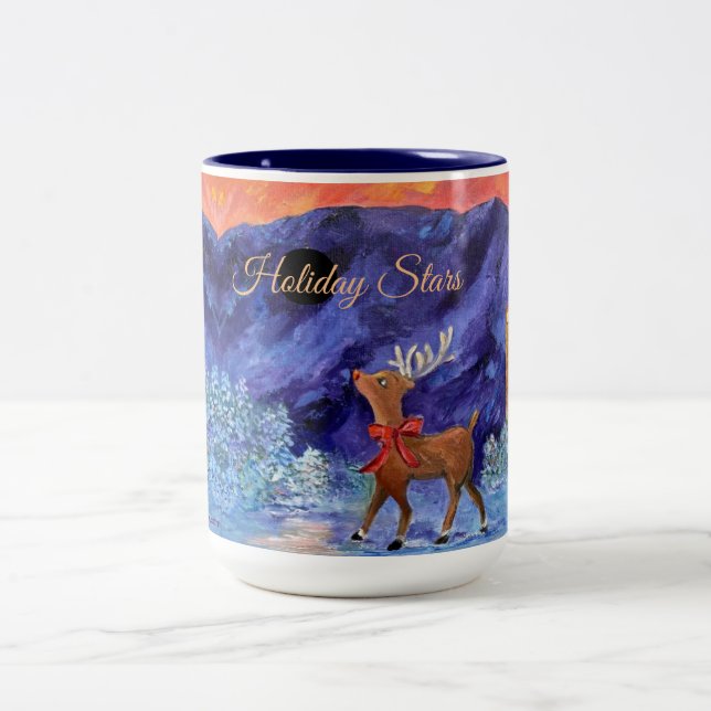 Alaska Holiday Stars Captain Cook Hotel Weihnachte Zweifarbige Tasse (Mittel)