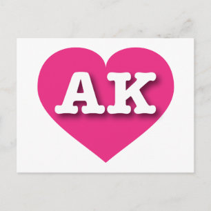 Alaska Hot Pink Heart - I Liebe AK Postkarte