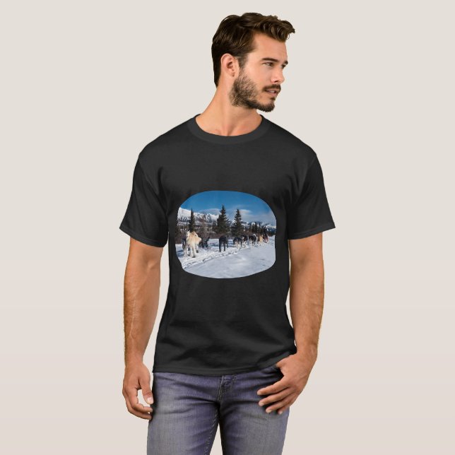 Alaska Husky Dog Sled Race T-Shirt (Vorne ganz)