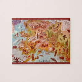 Alaska Illustrated Postcard 8x10 Puzzle