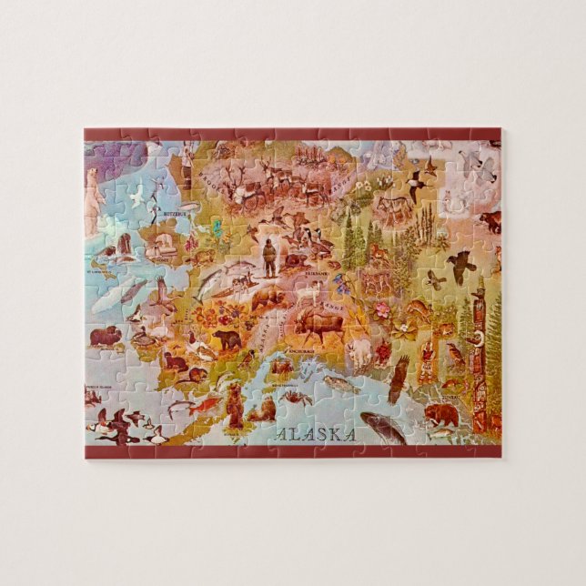 Alaska Illustrated Postcard 8x10 Puzzle (Horizontal)