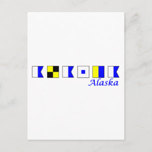 Alaska in nautischem Flaggenalphabet geschrieben Postkarte