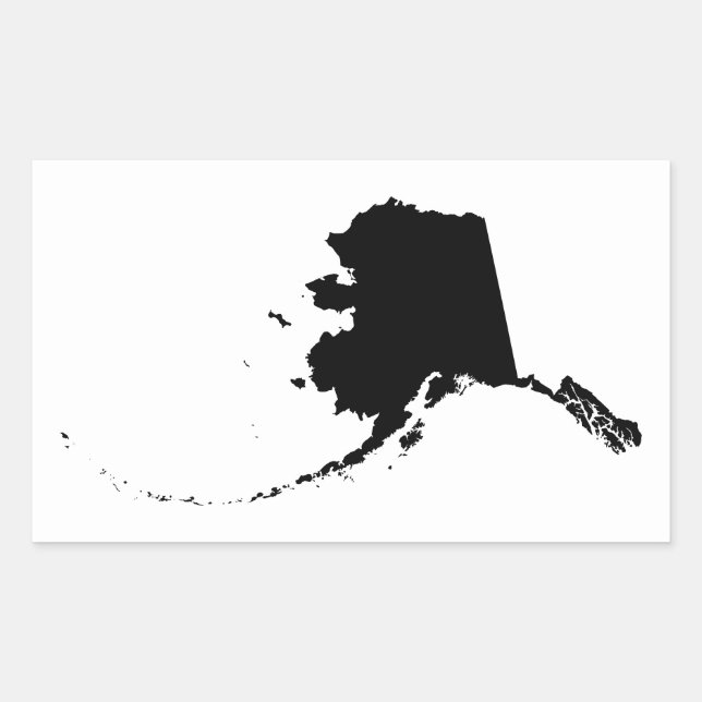 Alaska in Schwarz Rechteckiger Aufkleber (Vorderseite)