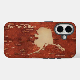 Alaska-Karte auf innerer Birkenrinde iPhone 16 Hülle