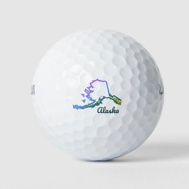 Alaska Karte Farbenfrohe Linie Nationalpark Golfball (Vorderseite)