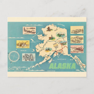 Alaska-Karte Retro-Postkarte Postkarte