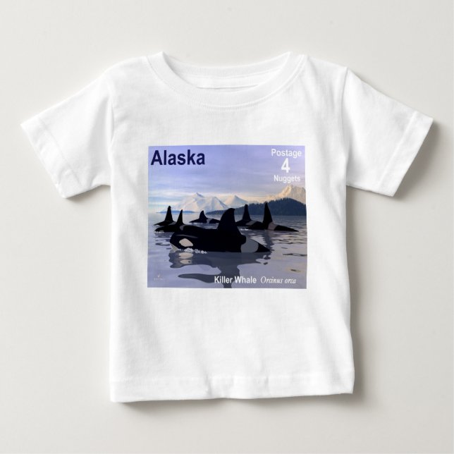 Alaska Killer Whales Briefmarke Baby T-shirt (Vorderseite)