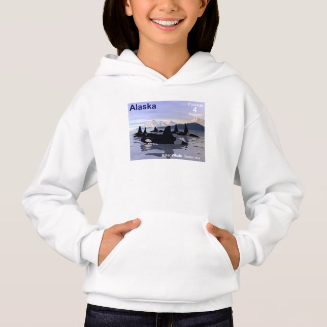 Alaska Killer Whales Briefmarke Hoodie (Vorderseite)