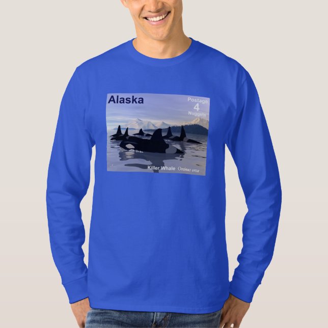 Alaska Killer Whales Briefmarke T-Shirt (Vorderseite)