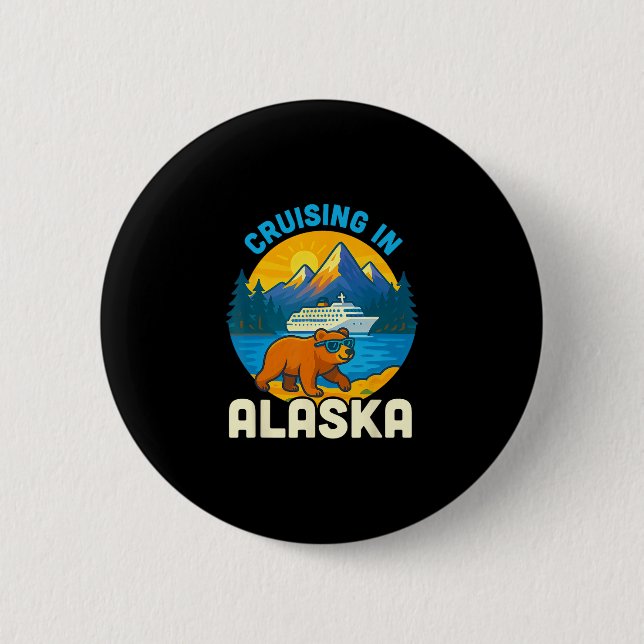 Alaska Kreuzfahrt 2025 Lustiges Design Kinder Jung Button (Vorderseite)
