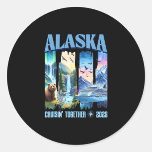 Alaska-Kreuzfahrt 2025 passende Familie Freunde Gr Runder Aufkleber