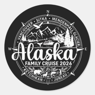 Alaska-Kreuzfahrt 2026 Familie Alaskische Ferien Runder Aufkleber