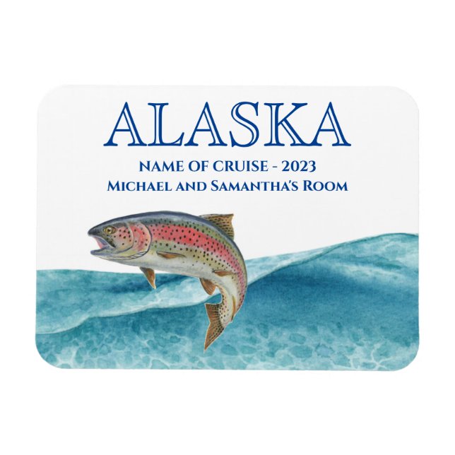 Alaska Kreuzfahrt Lachs Wasserfarbe Magnet (Horizontal)