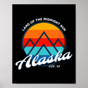 Alaska Land des Mitternachtssonne Urlaub Logo Poster
