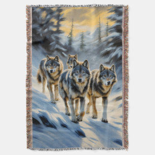 Alaska Landscape Wild Wolf Pack Winterlandschaft Decke
