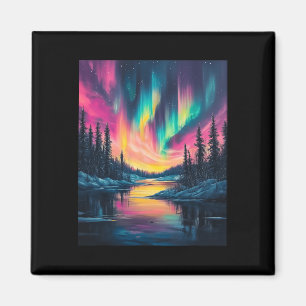 Alaska Landschaft Aurora Borealis Nordlichter V Magnet