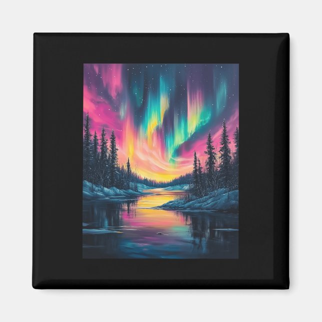 Alaska Landschaft Aurora Borealis Nordlichter V Magnet (Vorne)