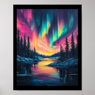 Alaska-Landschaft Aurora Borealis Nordlichter V Poster