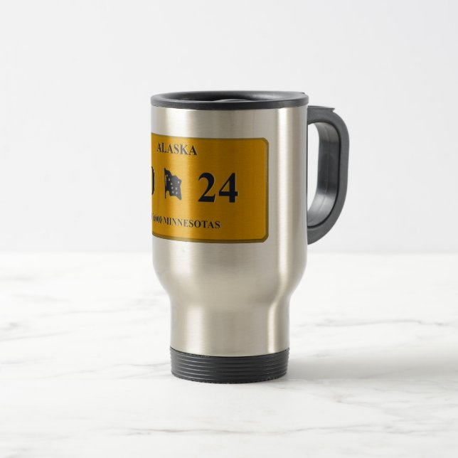 Alaska License Plate travel mug Reisebecher (VorderseiteRechts)