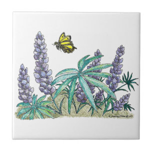 Alaska Lupine Watercolor Fliese