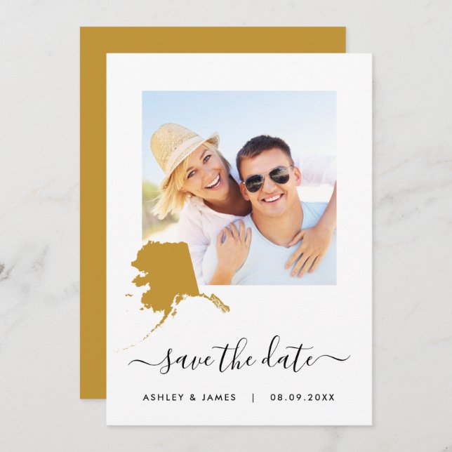 Alaska Map Foto Wedding Save the Date Card (Vorne/Hinten)