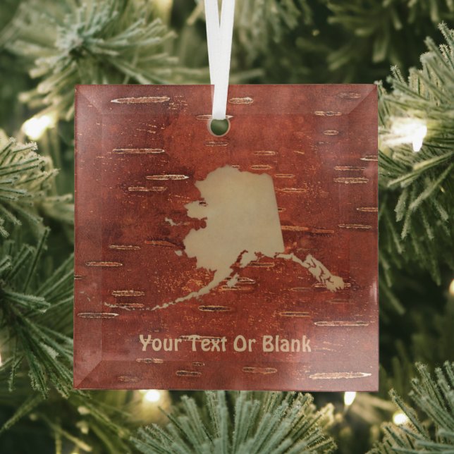 Alaska Map On Inner Birch Bark Ornament Aus Glas (Insitu)