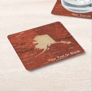 Alaska Map On Inner Birch Bark Rechteckiger Pappuntersetzer