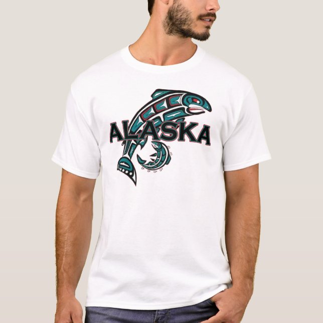 Alaska mit Lachs T-Shirt (Vorderseite)