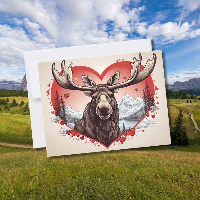 Alaska Moose Herzlicher Gebirgshang Postkarte (Von Creator hochgeladen)