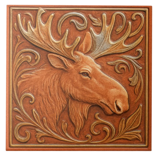 Alaska Moose - Keramik Tile Fliese (Vorderseite)