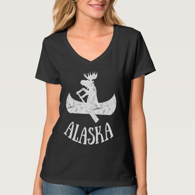 Alaska Moose Moose Canoe Vacation T-Shirt (Vorderseite)