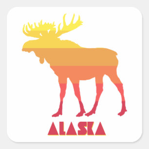 Alaska Moose Quadratischer Aufkleber