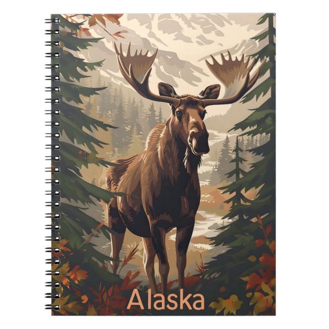 Alaska Moose Vintag Notizblock (Vorderseite)