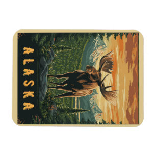 Alaska Moose - Vintage Wildnis Magnet