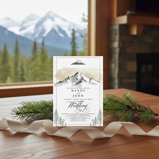 Alaska Mountain Denali Wilderness Neutral Wedding  Einladung (Von Creator hochgeladen)