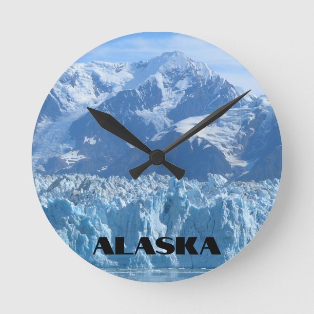 Alaska Mountain Glacier Meetingsee Runde Wanduhr (Vorderseite)