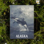 Alaska Mountains Killer Whale Orca Postkarte<br><div class="desc">Dieses Design kann personalisiert werden, indem Sie die Option zum Hinzufügen von Text anpassen auswählen. Kontaktieren Sie mich unter colorflowcreations@gmail.com , wenn Sie dieses Design für ein anderes Produkt haben möchten. Kaufen Sie meine originale abstrakte Acrylmalerei zum Verkauf unter www.etsy.com/shop/colorflowart. Sehen Sie mehr meiner Kreationen oder folgen Sie mir unter...</div>