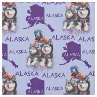 Alaska Musher und seine Hunde Stoff