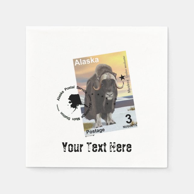 Alaska Muskox Postage Briefmarke Souvenir Serviette (Vorderseite)