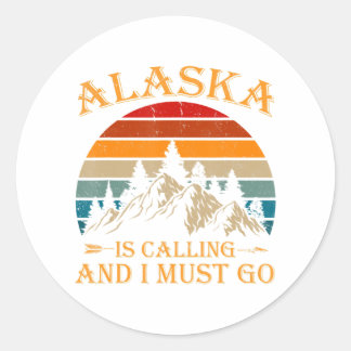 Alaska nennt Retro Vintage Berge Natur Runder Aufkleber