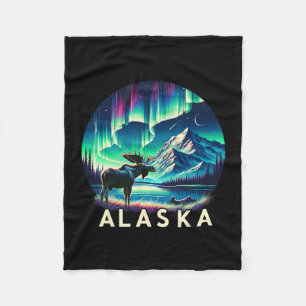 Alaska Nördliche Lichter Aurora-Ansicht Elch-Urlau Fleecedecke