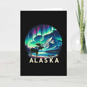 Alaska Nördliche Lichter Aurora-Ansicht Elch-Urlau Karte