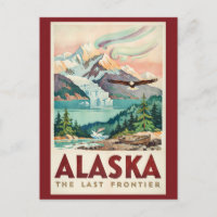 Alaska Nordlichter Weißkopfseeadler Illustration