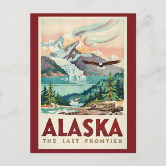 Alaska Nordlichter Weißkopfseeadler Illustration Postkarte