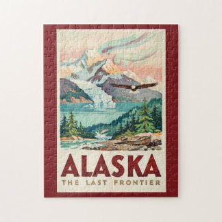 Alaska Nordlichter Weißkopfseeadler Illustration Puzzle